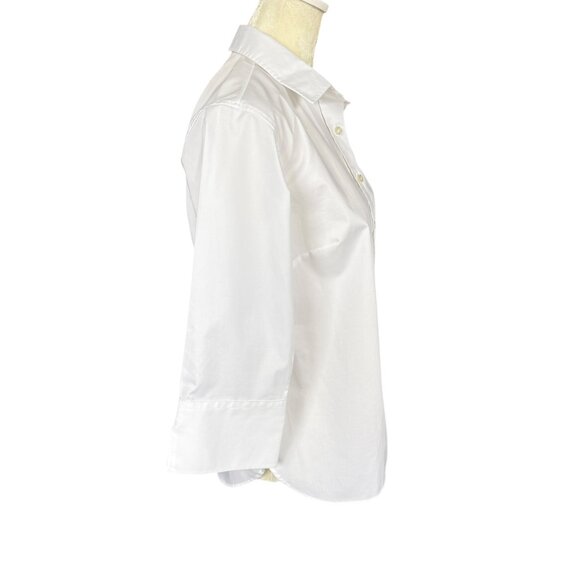 Lands' End white 3/4 sleeve button down collared shirt women's 4P - Picture 3 of 9